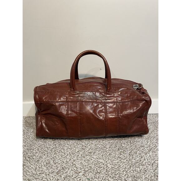 Wilson Vintage Spellout Duffle Bag Logo Red Brown Faux Leather Gym Travel - Picture 1 of 15